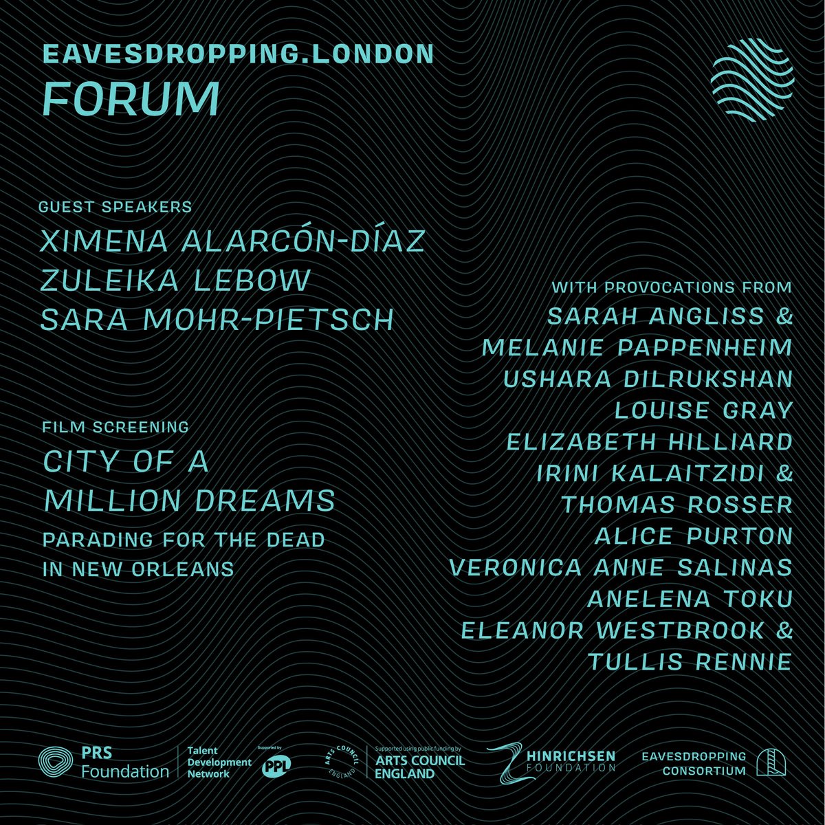 eavesdropping.london (@eavesdroppingln) on Twitter photo Grab your tickets for the weekend forum tickettailor.com/events/eavesdrā¦
Featuring guests speakers Zuleika Lebow, Sarah Mohr-Pietsch and Ximena Alcarón-DĆaz.
We will also have a screening of "City of a Million Dreams: parading for the dead in New Orleans" by Jason Berry.
<a href="/vortexjazz/">Vortex Jazz Club</a> Grab your tickets for the weekend forum tickettailor.com/events/eavesdrā¦
Featuring guests speakers Zuleika Lebow, Sarah Mohr-Pietsch and Ximena Alcarón-DĆaz.
We will also have a screening of "City of a Million Dreams: parading for the dead in New Orleans" by Jason Berry.
<a href="/vortexjazz/">Vortex Jazz Club</a>
