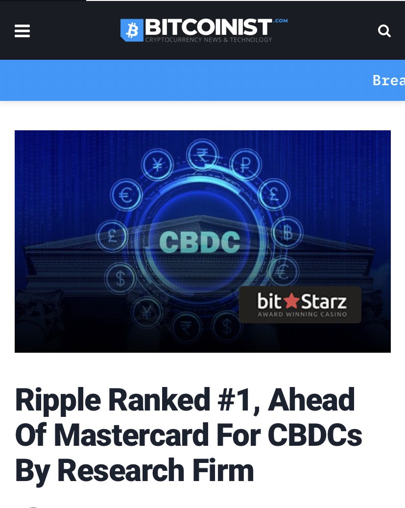 BOOOOOOOOOOOOM💣 

#RIPPLE is ranked #1 for CBDC’s 

#XRP to become a world reserve currency and a bridge to interoperate with other currencies.

Mass adoption is absolutely happening through the #XRPL. 🔥