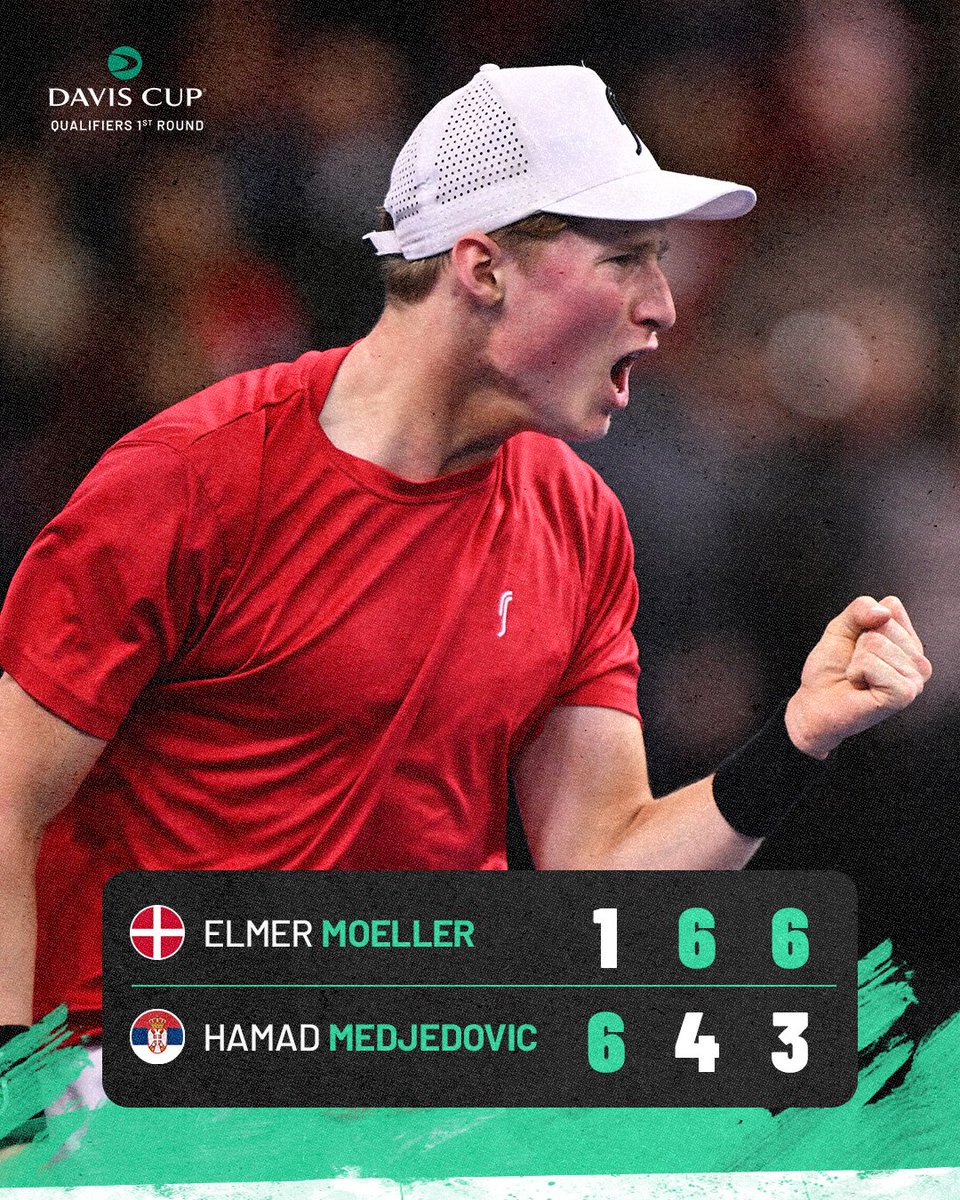 A new hero is born in Denmark 🔥

21 year old Elmer Moeller delivers on the big stage for his country, securing an incredible comeback win!

#DavisCup