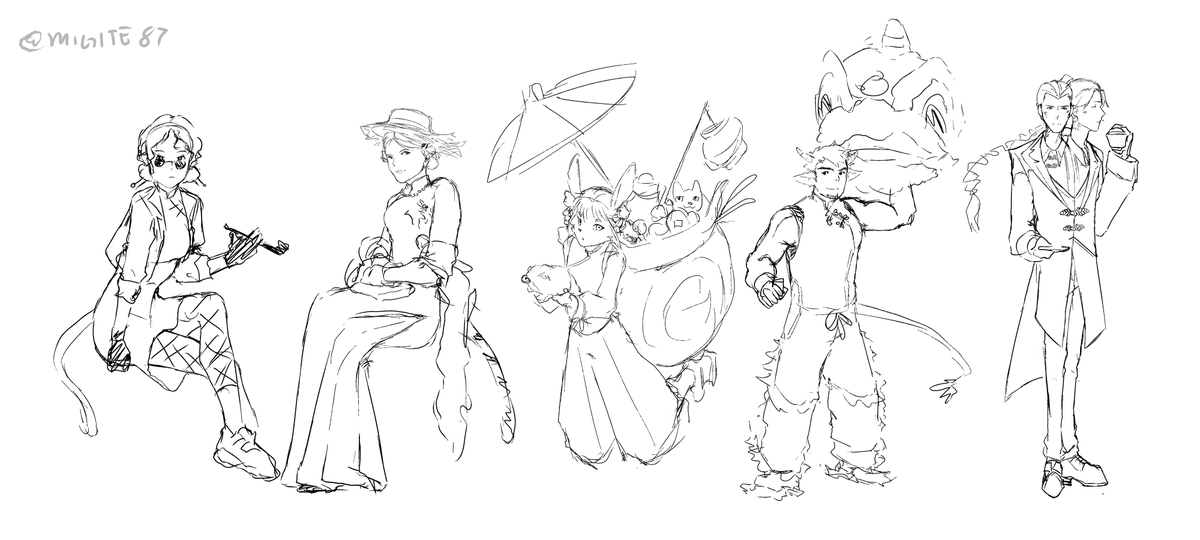 CNY OC's sketch 

(consist of tiger, rabbit, ox, and snake)

#ChineseNewYear2025