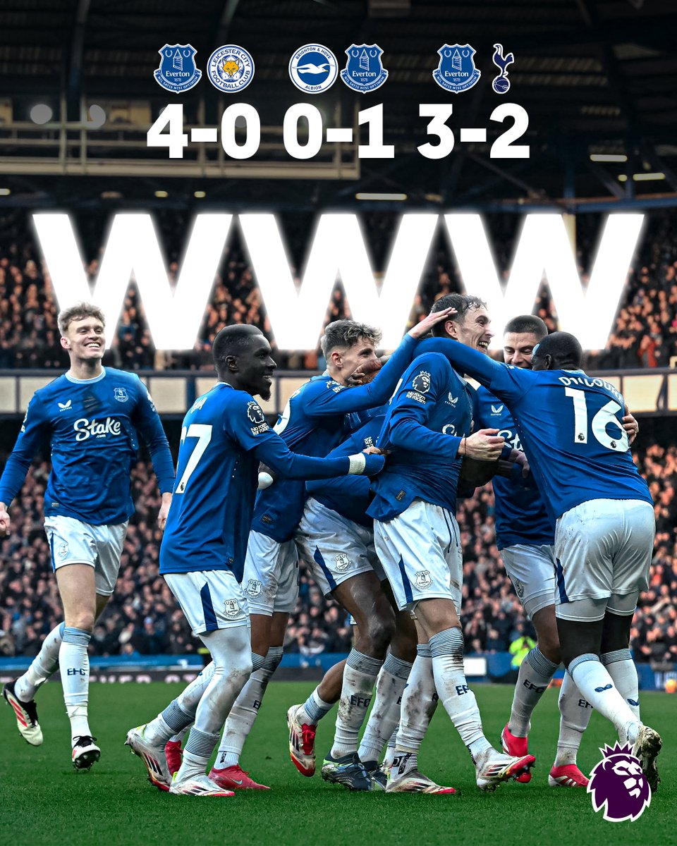 Three wins a row for Everton 👏

David Moyes is enjoying life back at Goodison Park 🫶
