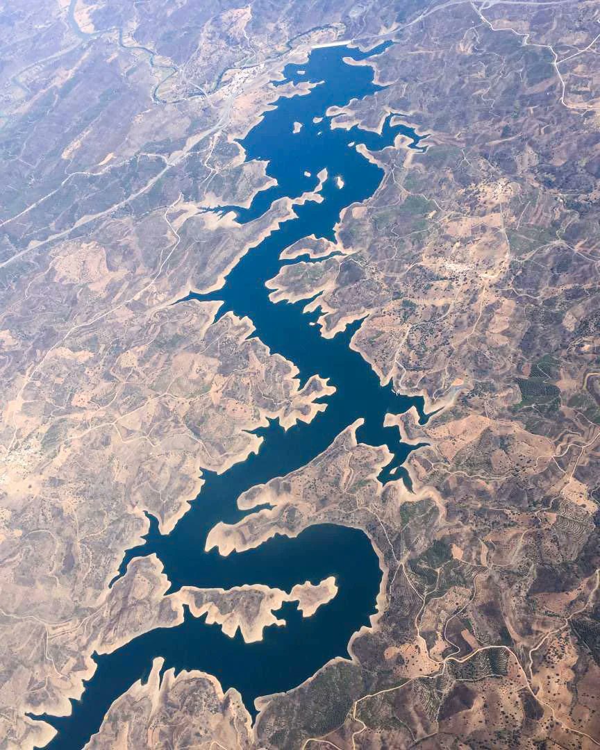 The Blue Dragon River in Portugal seen from the International Space Station.