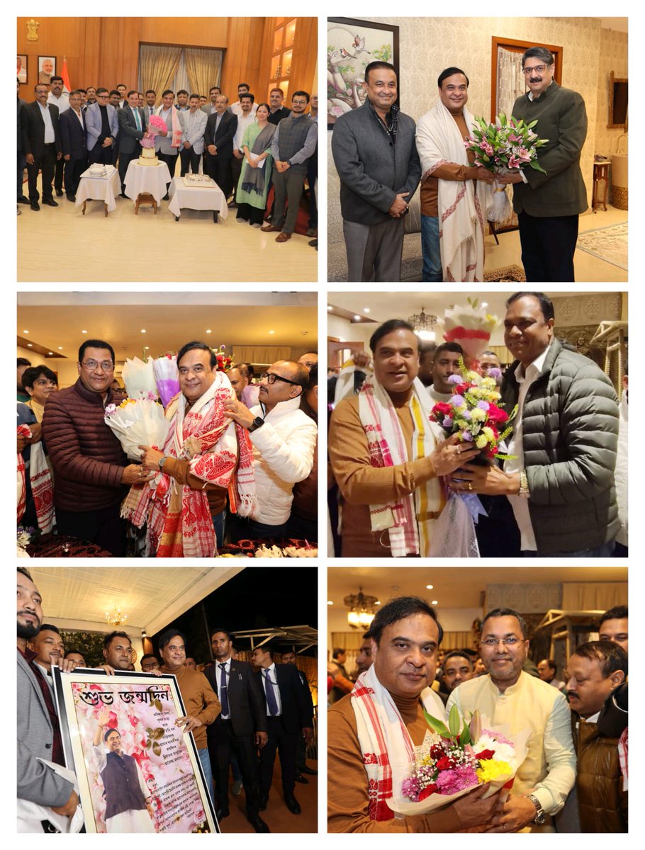 CMOfficeAssam's tweet photo. Today, hundreds of people from all walks of life called upon HCM Dr. @himantabiswa to wish him a happy birthday and share moments of joy.

HCM expressed his gratitude for their warm wishes. https://t.co/LgVh2R7dWB