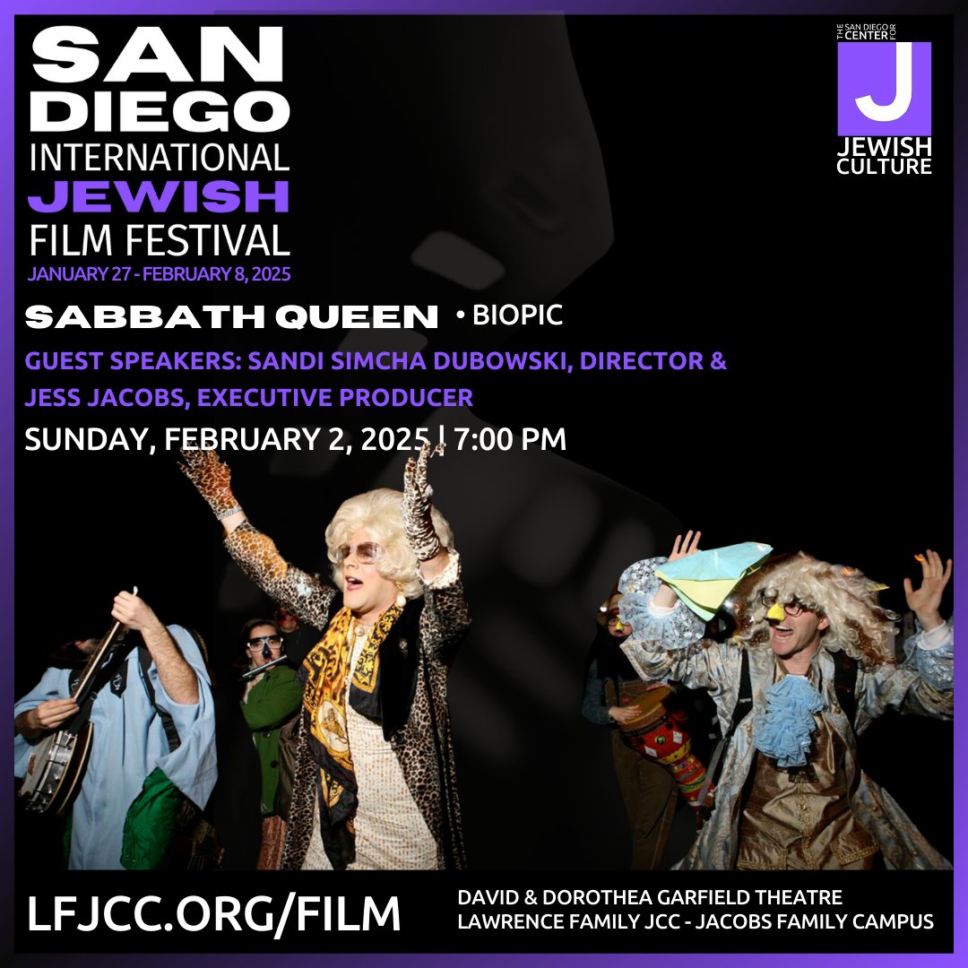 FilmOut San Diego (@filmoutsd) on Twitter photo **SUNDAY NIGHT at 7:00pm**
The San Diego International Jewish Film Festival continues Sunday with a screening of "SABBATH QUEEN" with filmmakers in attendance for Q&A!
Tickets: 2025sdijff.eventive.org/schedule/672aa…
<a href="/lfjcc/">Lawrence Family JCC</a> **SUNDAY NIGHT at 7:00pm**
The San Diego International Jewish Film Festival continues Sunday with a screening of "SABBATH QUEEN" with filmmakers in attendance for Q&A!
Tickets: 2025sdijff.eventive.org/schedule/672aa…
<a href="/lfjcc/">Lawrence Family JCC</a>