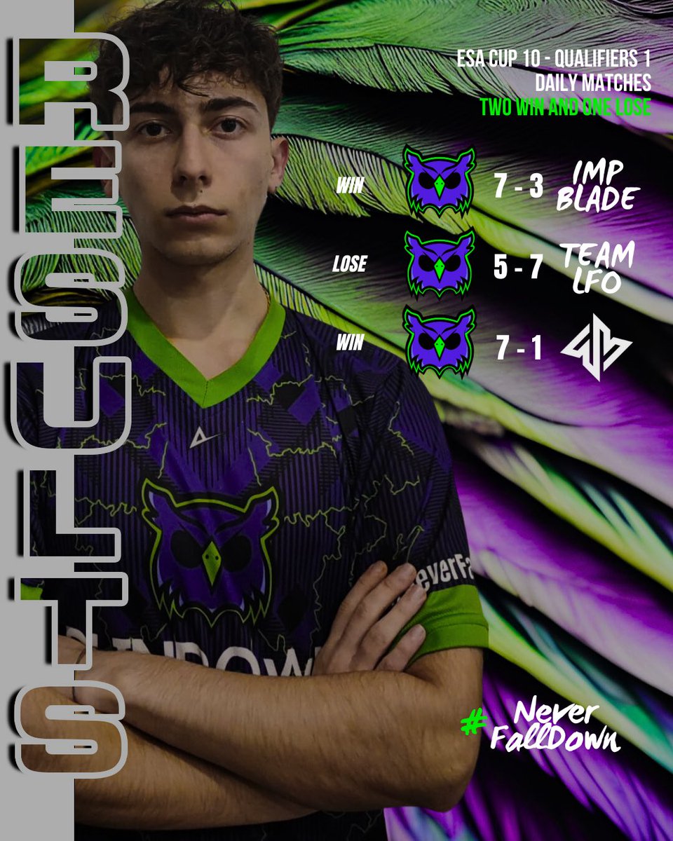 Blind Owls Esports (@blindowlsgg) on Twitter photo +6 points for our owls on the daily qualifiers of <a href="/ESA_Cup/">ESA | Blackout</a> Season 10 🤩
✅ Win 7 - 1 vs <a href="/BLADEGamingTeam/">Blade Gaming by iMPacT</a>
❌ Lose 5 - 7 vs #TeamLFOConsole
✅ Win 7 - 1 vs <a href="/Nexus77Esports/">Nexus77 Esports</a> Academy
GGs to everyone! Really good job from the players and the coach! See you all tomorrow 💜 +6 points for our owls on the daily qualifiers of <a href="/ESA_Cup/">ESA | Blackout</a> Season 10 🤩
✅ Win 7 - 1 vs <a href="/BLADEGamingTeam/">Blade Gaming by iMPacT</a>
❌ Lose 5 - 7 vs #TeamLFOConsole
✅ Win 7 - 1 vs <a href="/Nexus77Esports/">Nexus77 Esports</a> Academy
GGs to everyone! Really good job from the players and the coach! See you all tomorrow 💜