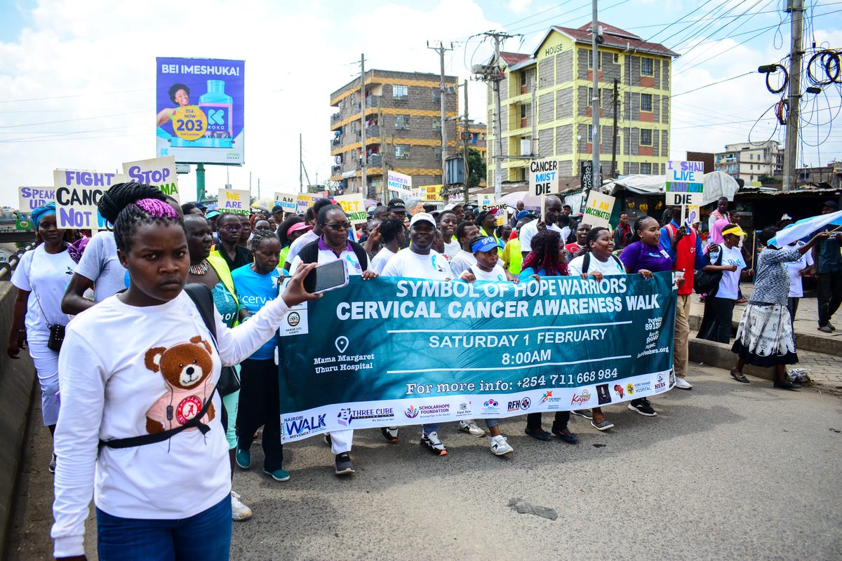 Today, the Nairobi Walk Movement members from Embakasi Chapter joined the Symbol of Hope Warriors, a community organization that supports Cervical Cancer survivors and patients, among other partners for a Cervical Cancer Awareness Walk in Kariobangi.