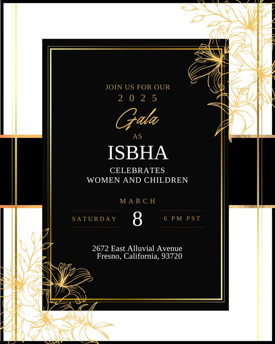 💙Join us - This year's ISBHA Gala is on March 8th, 2025, #InternationalWomensDay! We're planning a night dedicated to the resilience of women &amp; children, highlighting our community's transformative power.
✨ Reserve your seats right now⬇️ zeffy.com/en-US/ticketin… #ISBHAGala2025