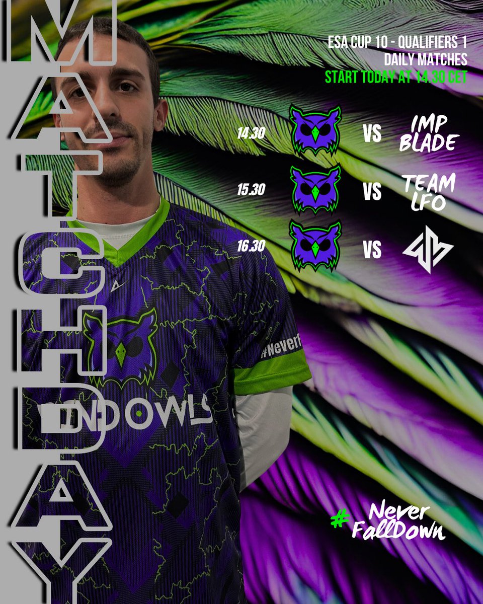 Blind Owls Esports (@blindowlsgg) on Twitter photo The groups for the first day of <a href="/ESA_Cup/">ESA | Blackout</a> Season 10 qualifiers has been released!
First match vs #IMPBlade at 14.30
Second match vs #TeamLFOConsole at 15.30
Third Match vs <a href="/Nexus77Esports/">Nexus77 Esports</a> at 16.30 CET
GL to everyone! 🍀 The groups for the first day of <a href="/ESA_Cup/">ESA | Blackout</a> Season 10 qualifiers has been released!
First match vs #IMPBlade at 14.30
Second match vs #TeamLFOConsole at 15.30
Third Match vs <a href="/Nexus77Esports/">Nexus77 Esports</a> at 16.30 CET
GL to everyone! 🍀
