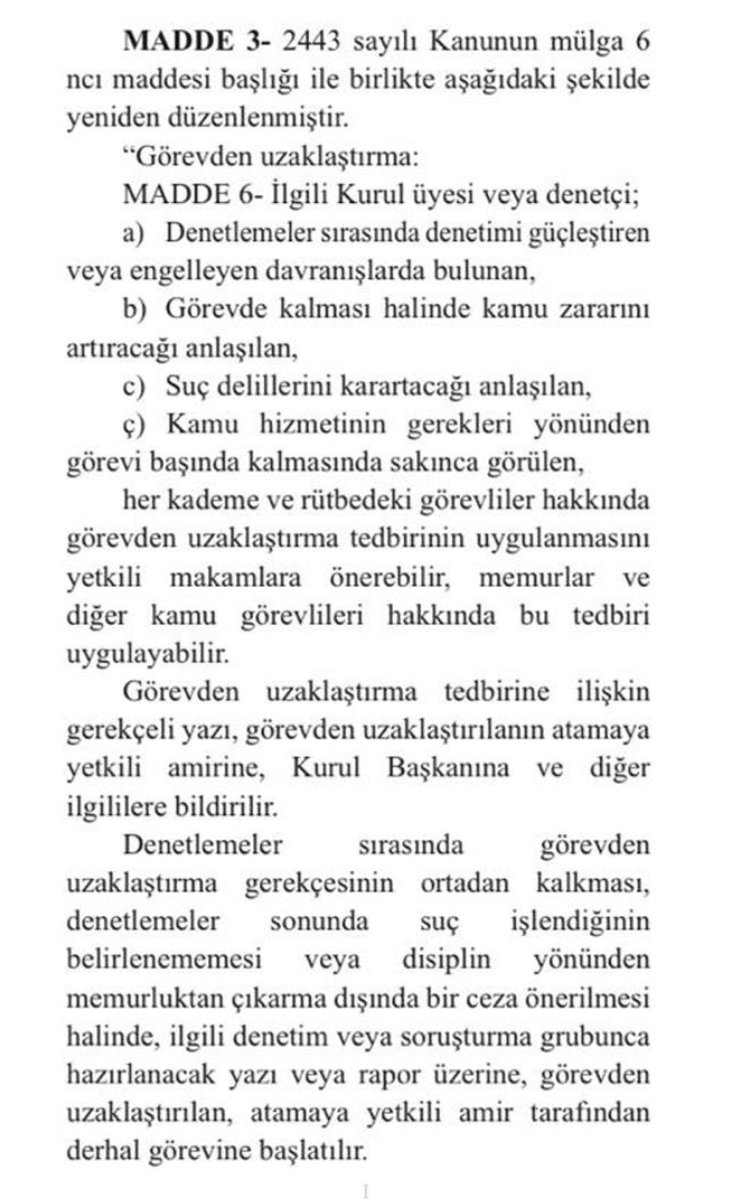 Erdoğan isterse artık herkese kayyum atayabilir!

Cumhurbaşkanlığı Devlet Denetleme Kurulu üyelerine dün gece geçen kanun ile süper yetki verildi:

“Kamu hizmetinin gerekleri yönünden görevi başında kalmasında sakınca görülen her kademe ve rütbedeki görevliler hakkında görevden