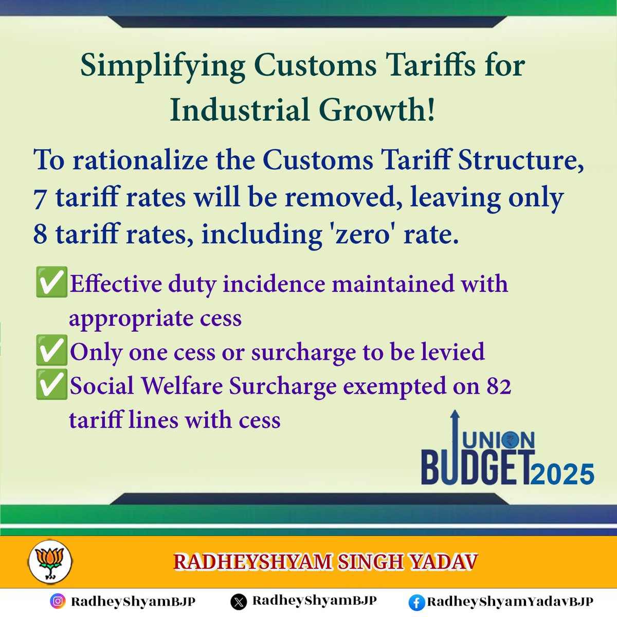 RadheyshyamBJP's tweet image. Simpler Tariffs, Stronger Growth! 

#MakeInIndia #EconomicReform #EaseofDoingBusiness
