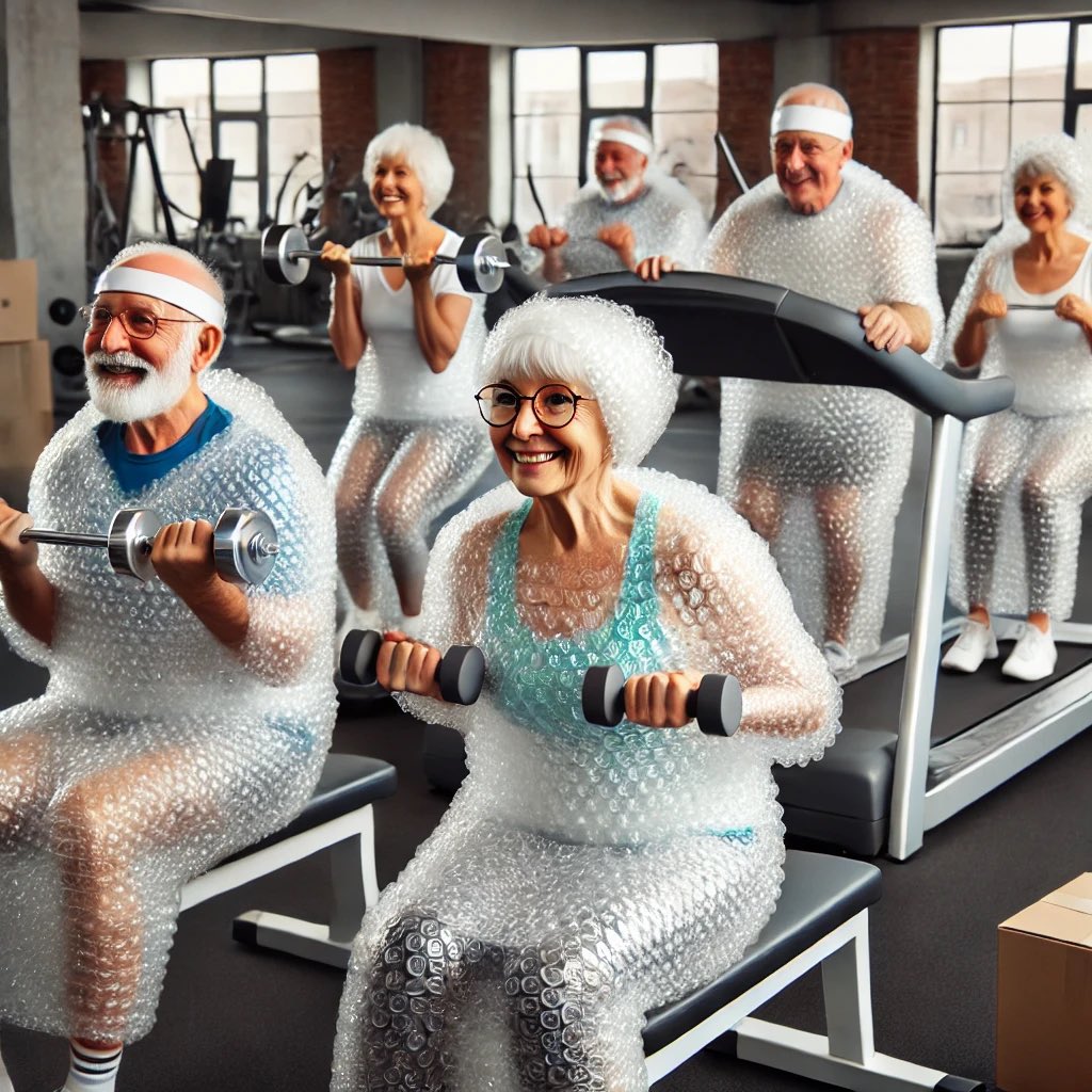 Our approach to strength training for the elderly… 
Bubble wrapped and worried… 
They can handle load.