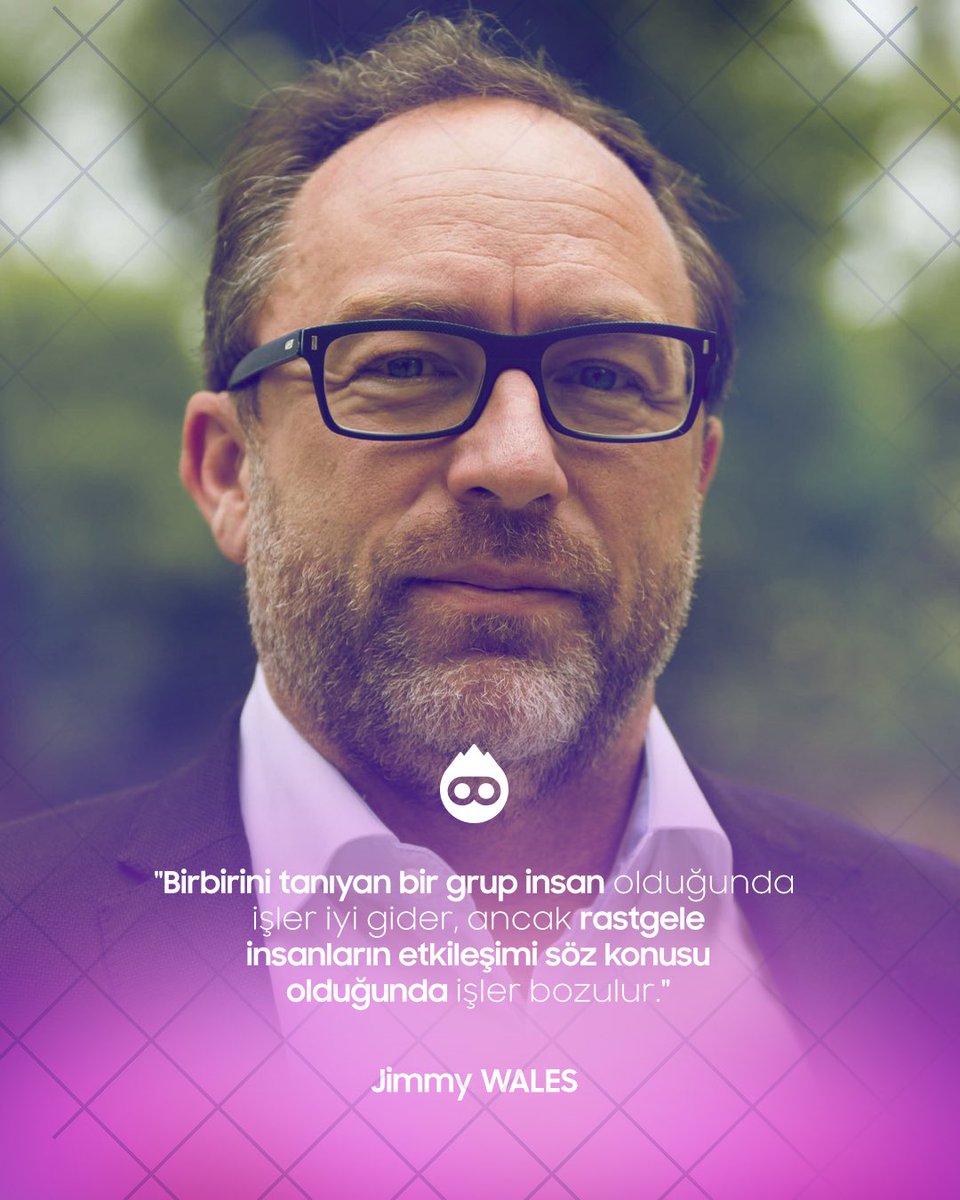bayigramcom's tweet photo. "Birbirini tanıyan bir grup insan olduğunda işler iyi gider, ancak rastgele insanların etkileşimi söz konusu olduğunda işler bozulur."

-Jimmy Wales https://t.co/tw32NF6pu6