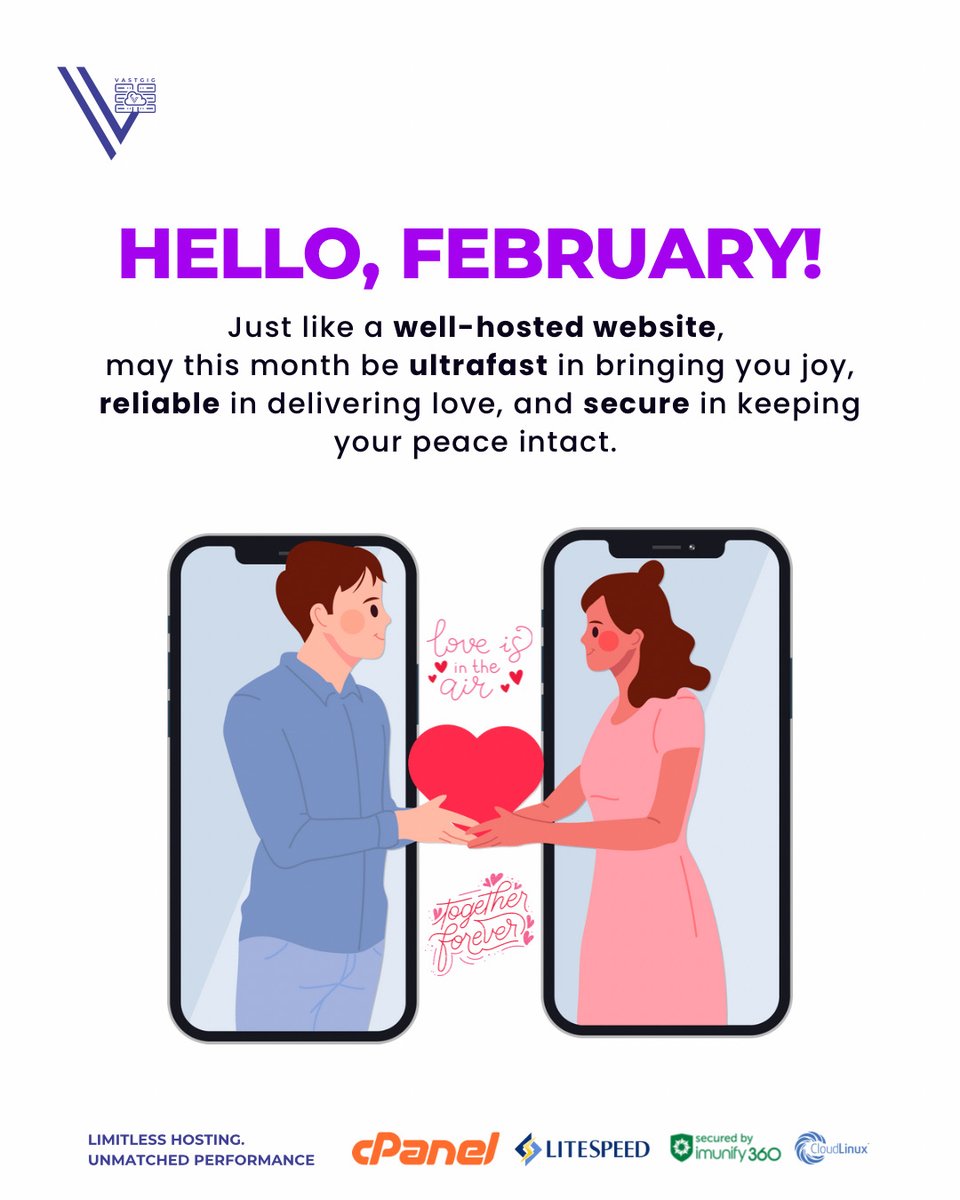 vastgig's tweet photo. HELLO, FEBRUARY! ❤️

Just like a perfectly hosted website:
💨 May joy load at lightning speed.
🔒 May peace stay secure.
💌 And may love never time out.

Cheers to a month of heartwarming wins.🤗

#Vastgig #webhosting #domains  #growwithus #webhostingthatworks #february2025 https://t.co/aOW8GyHJWe
