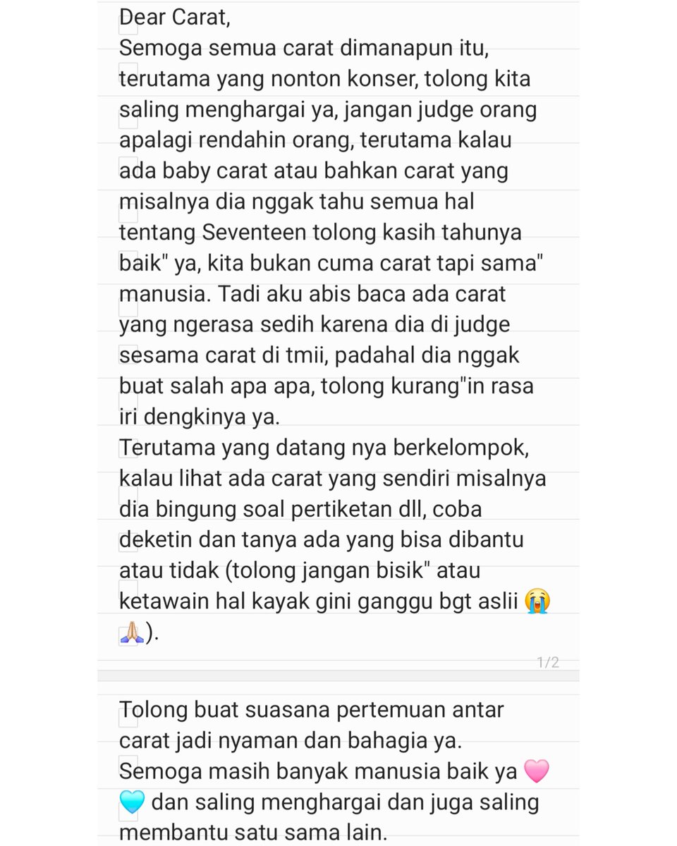 journee_mee's tweet photo. Dear Carat 🩷🩵
Kalau misalnya tulisan ini mengganggu akan aku hapus ya 🙏🏻. https://t.co/v2NMVRaMQS