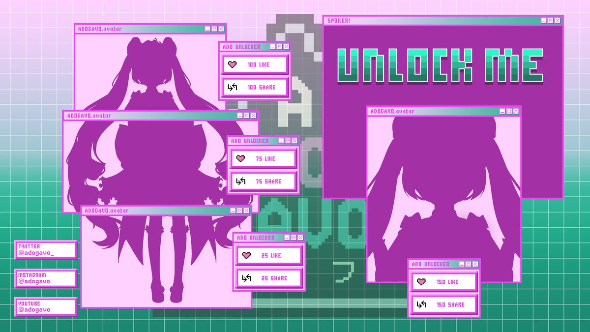 adogavo_'s tweet image. KONADO ! TEST TESTT 💚
🏆SOMETHIN NEW ?!?! 🏆
help ado to reveal her NEW SOMETHIN
HAYUUUU~  Bantu reveal ado yuk 📷 
banyak yang bisa di unlock 📷📷  
#VTuberEN #VtuberID #VTUBERSUPPORTCHAIN #VtubersUprising #VtuberDebut #Modelreveal