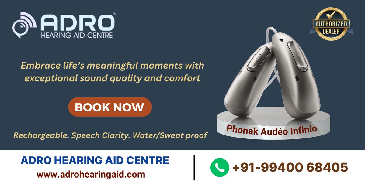 ADROhac's tweet image. 🎧 #Phonak Audéo #Infinio – Elevate Your Hearing Experience!

👂 Embrace Life’s Meaningful Moments with Exceptional Sound Quality! @phonak 

📞+91-99400 68405 | 🌐adrohearingaid.com

#HearingAids #HearingCare  #Chennai #India #TamilNadu #Adrohearing #hearingaiddealer