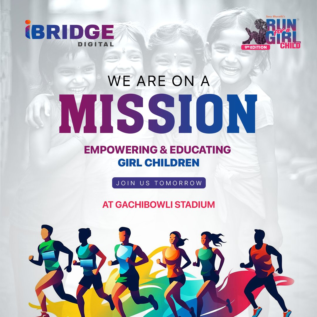 digital_ibridge's tweet photo. Hyderabad! Get ready to lace up your running shoes and join us tomorrow for the "*Run for a Girl Child*" mission!๐โโ๏ธ๐ซ
#iBridgeDigital #RunForAGirlChild #Sevabharathi #GirlsEmpowerment #EducationForAll #HyderabadEvents #TogetherForChange #RunForACause #EmpowerHer
@sevabharathitg https://t.co/szBEdrw2tW