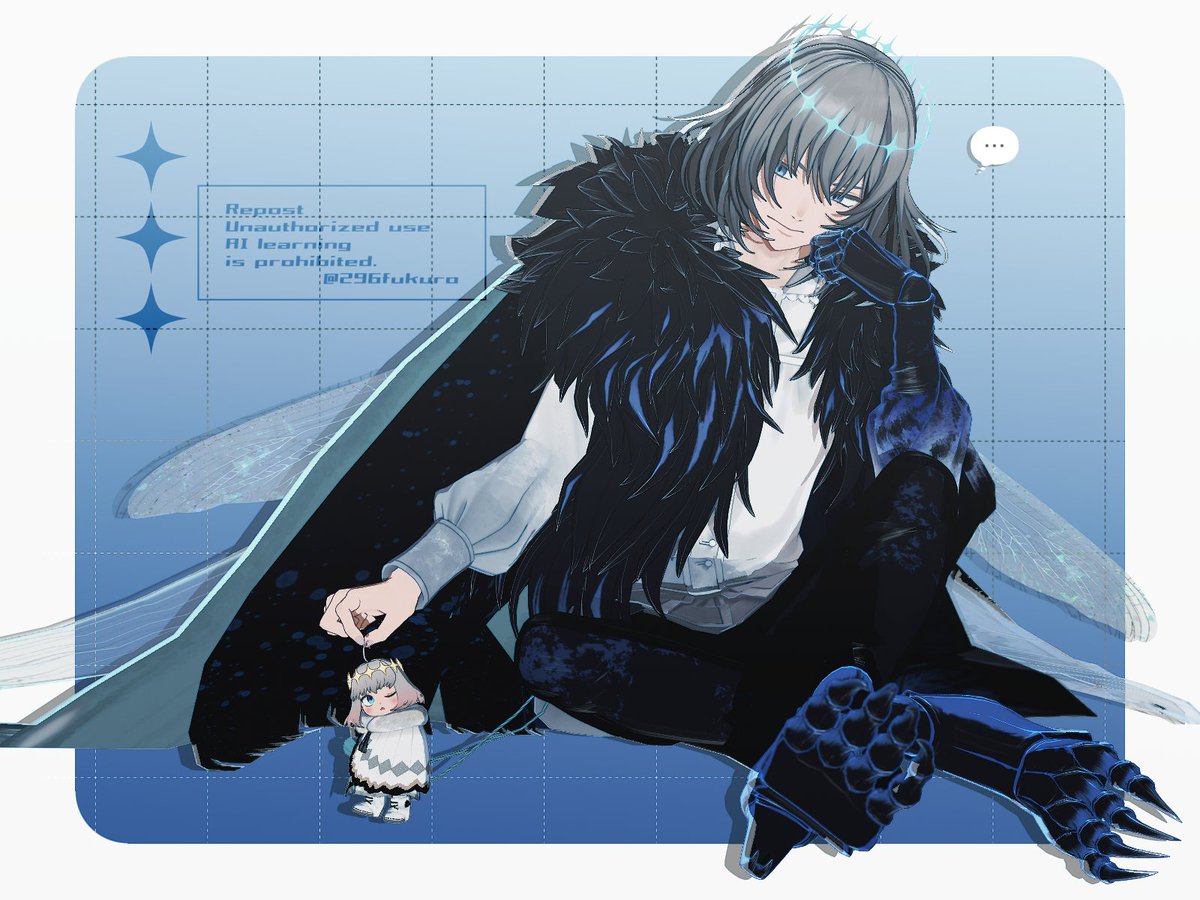 オベロン(Fate) ,オベロン・ヴォーティガーン 「オベロン 並べてみると17㌢てほんとちっさいな…」|ふくろう🦉のイラスト