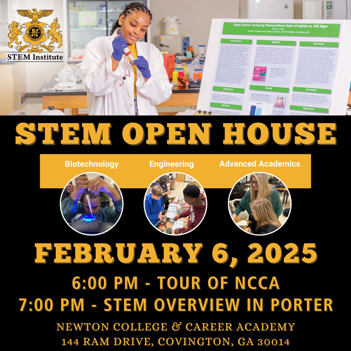 🚀 Join us for the STEM Open House on Thursday, February 6th!

🔬⚙️ 6:00 PM – Tour of STEM Classes/Programs!
📍 7:00 PM – Overview of STEM in Porter Auditorium! 

Don’t miss this chance to see what makes our STEM Program so special. We can’t wait to see you there!