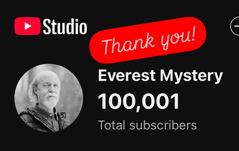 We did it! 100,000 subscribers on Everest Mystery. 

Thank you to everyone who has been part of the journey.  If you haven’t done so lately, check us out on the tube:

youtube.com/@everestmyster…

#SaturdayVibes #Everest