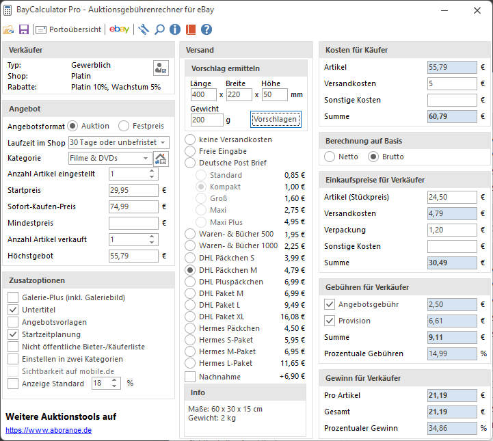 aborange's tweet photo. Neue Version BayCalculator 9.40 - Kostenrechner für eBay und Versandkosten - https://t.co/o2nC3T6szL https://t.co/juUzKy6VG5
