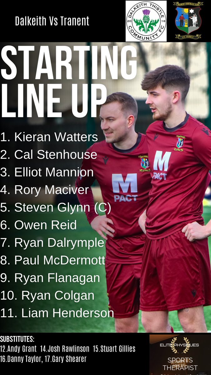 TranentAmateurs's tweet photo. Starting team and subs for todays away cup tie in Dalkeith 🇱🇻 https://t.co/mGnnIl7hX9