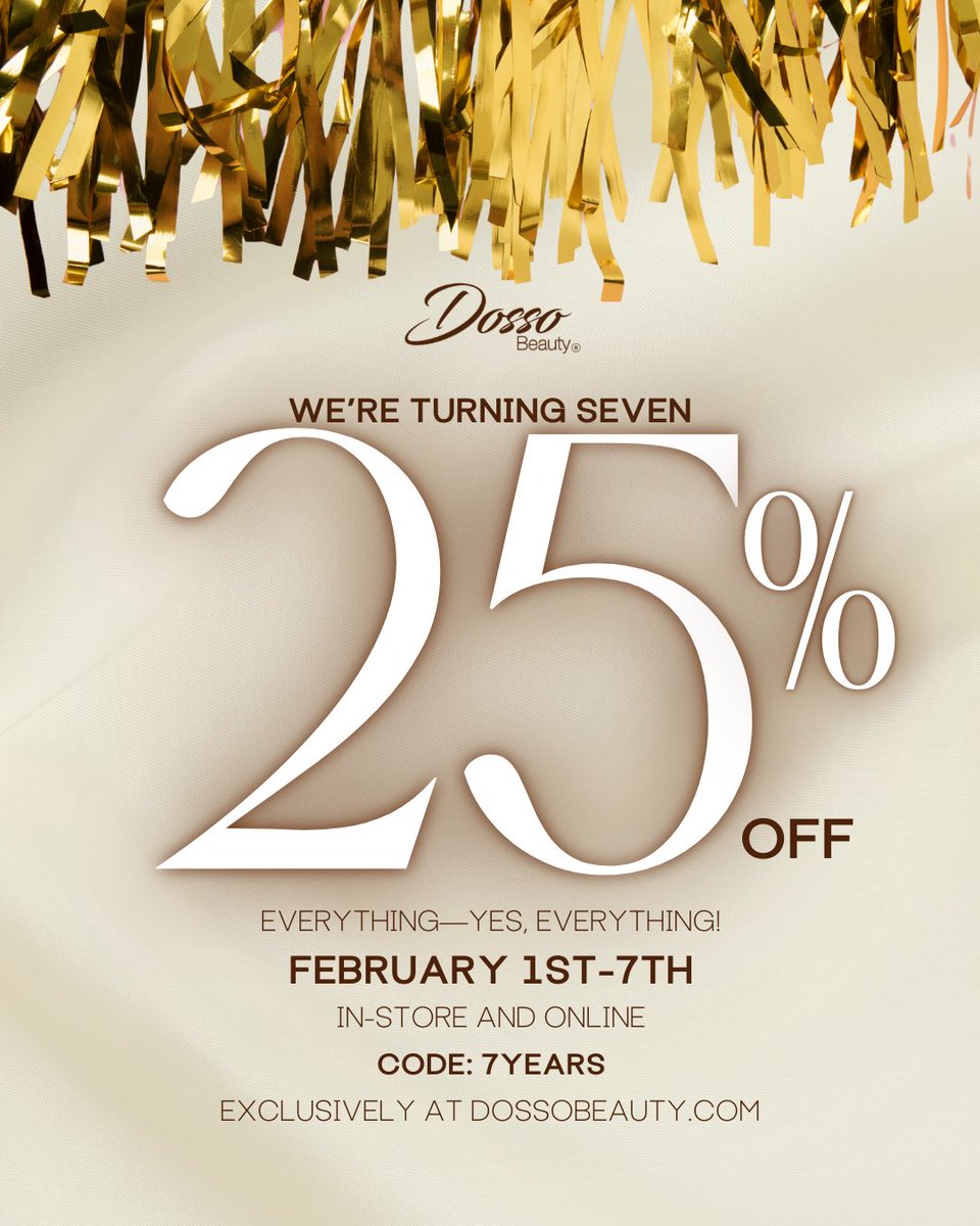 We’re celebrating 7 amazing years thanks to YOU! 🥹🤎 From Feb 1-7, enjoy 25% off EVERYTHING as our way of saying thank you. 🛍️ Use code 7YEARS at checkout dossobeauty.com