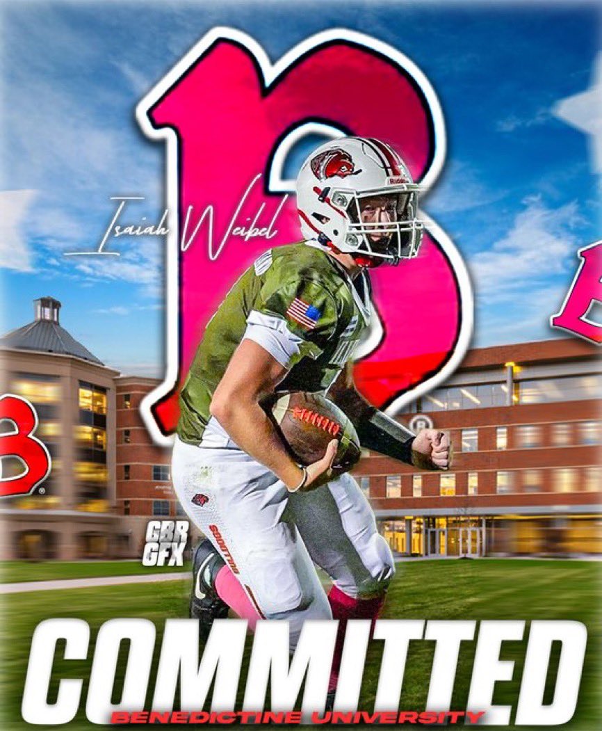 Isaiah Weibel (@weibelisaiah) on Twitter photo Beyond blessed to announce my commitment to Benedictine University! Huge thanks to my family, coaches, and everyone who has supported me along the way. This is just the beginning! #committed #qb #hailbenu 🦅<a href="/Coach_Schroeder/">Jim Schroeder</a> <a href="/CoachWhitley5/">Michael Whitley</a> <a href="/BenUFootball/">Benedictine Football</a> <a href="/xdawgqb/">Chuck Leonard</a> Beyond blessed to announce my commitment to Benedictine University! Huge thanks to my family, coaches, and everyone who has supported me along the way. This is just the beginning! #committed #qb #hailbenu 🦅<a href="/Coach_Schroeder/">Jim Schroeder</a> <a href="/CoachWhitley5/">Michael Whitley</a> <a href="/BenUFootball/">Benedictine Football</a> <a href="/xdawgqb/">Chuck Leonard</a>