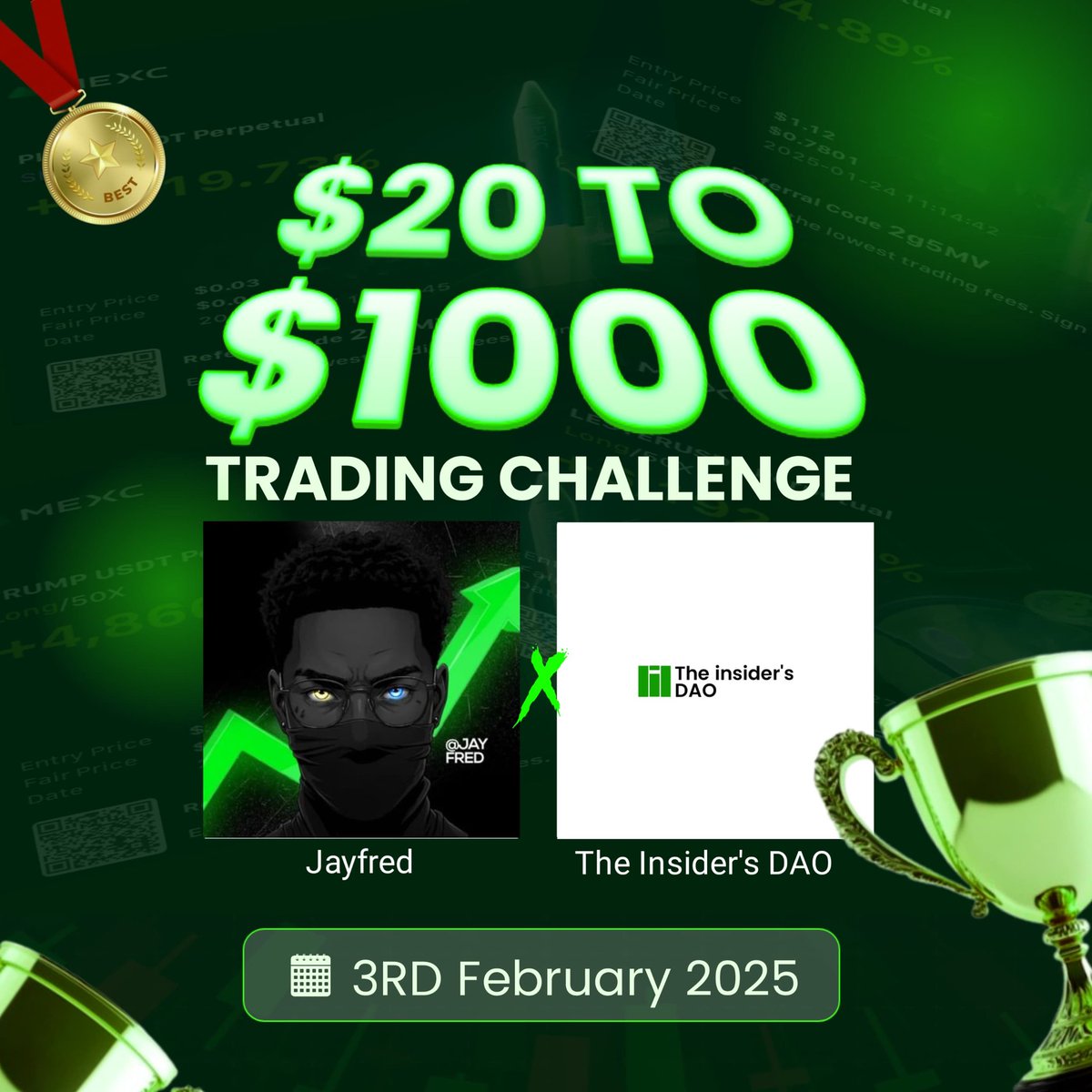 Alright guys, here we are, challenge will be starting in 3 days and here are the things u need to know if you'll be joining us .

1 we don't trade stable pairs 

2 we don't use SL

3 we'll only trade the pairs that we (in our community) are already used to

4 check the CS