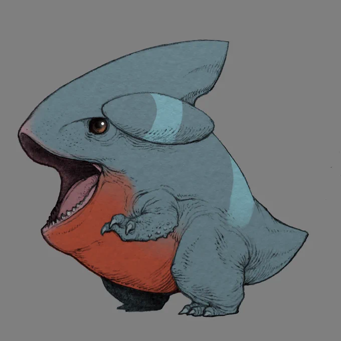 2019と2020に描いたものフカマルは描きやすいから定期的に同じ構図で描いて見比べる 