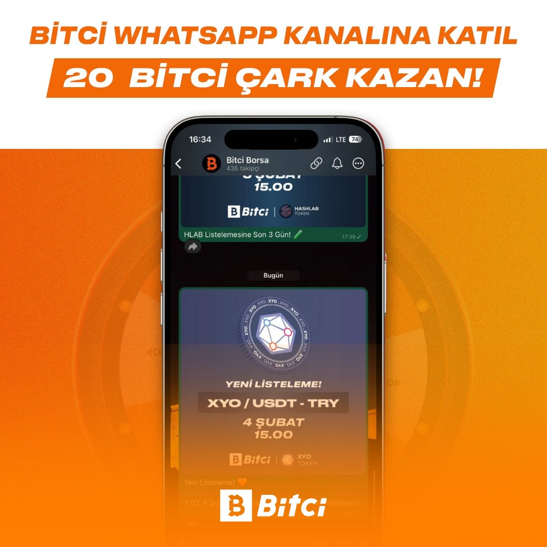 Bitci WhatsApp kanalımıza katılan 20 kişi, toplamda 400 adet Bitci Çark çevirme hakkı kazanıyor! 🎡

Yapmanız gerekenler:

🔸 Bu gönderiyi beğen &amp; yeniden gönder
🔸İki arkadaşını etiketle
🔸 Bitci Whatsapp kanalına katıl ve kanaldaki son paylaşımın ekran görüntüsünü yorum olarak