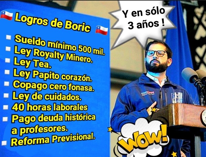 Mientras el facherío bota espuma de rabia el Gobierno de Boric sigue consiguiendo beneficios sociales para el pueblo.👏
Los mismos cínicos q lo funan van a ser los primeros en ir corriendo a aprovecharse de sus logros.
🔴Ningún Gob. logró tanto en 3 años.‼️
¿Quién apoya al Presi?