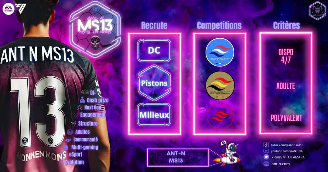 Ant N SNG (@antnsng) on Twitter photo Hey les amis, la MS13 recrute à balle en ce moment.
C'est juste une info comme ça ^^
<a href="/Cherche1Equipe/">Cherche 1 Équipe</a> <a href="/AntN_RadioWeb3/">Ant-N 👾</a> <a href="/TheDream_SMG/">Santa Major Games</a> <a href="/arroun47/">Arroun 👾</a> Hey les amis, la MS13 recrute à balle en ce moment.
C'est juste une info comme ça ^^
<a href="/Cherche1Equipe/">Cherche 1 Équipe</a> <a href="/AntN_RadioWeb3/">Ant-N 👾</a> <a href="/TheDream_SMG/">Santa Major Games</a> <a href="/arroun47/">Arroun 👾</a>