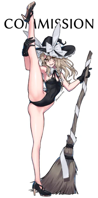 skebのご依頼で描きました!I字バランス×バニー衣装魔理沙です!!大変えっちに描けましたよ～!ご依頼ありがとうございました! 