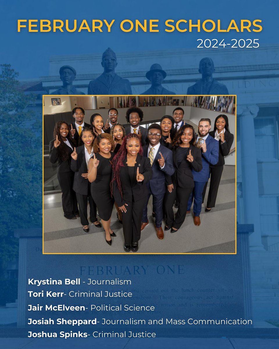 Congratulations to our 5 first-year Aggies from #NCATCAHSS for being recognized as February One Scholars in the fourth cohort! 🎉 They are 5 of 15 outstanding scholars across campus. We’re proud to have CAHSS represented—keep up the great work! 💙💛 #AggiePride