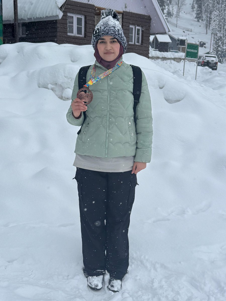 UnivofKashmir's tweet photo. The University of Kashmir won gold & bronze at #WinterGames2025! Kudos to Zubair Ahmad Mir & Aneesa Anjum Jeelani for their stellar performance. #KUChampions #IceStock #ProudMoment #KUSports https://t.co/TsRMllcBk2