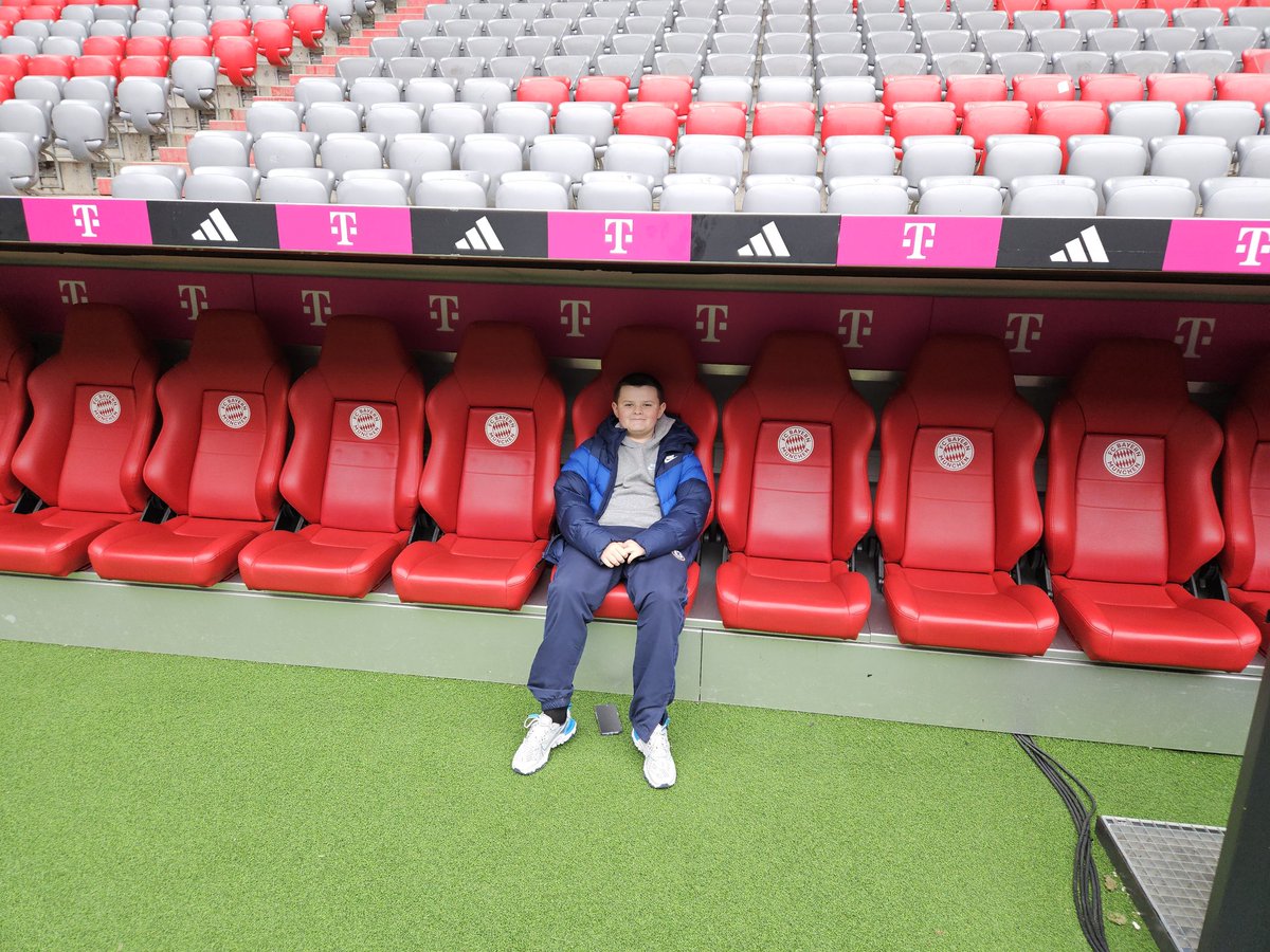 Bayern Munich v Holstein Kiel. Another iconic stadium 🏟 ticked ✅️  off the list for Adam and I. Munich is fantastic city! <a href="/FCBayern/">FC Bayern München</a> <a href="/AllianzArena_/">Allianz Arena</a> #BayernMunich #football #FatherAndSon <a href="/Miss_McNicol_LA/">Miss McNicol LA P7</a> <a href="/LadyAlicePS/">Lady Alice PS</a> amazing memories. ❤️🤍💙❤️🤍💙🇬🇧🇬🇧 🇩🇪 🇩🇪 #Memories