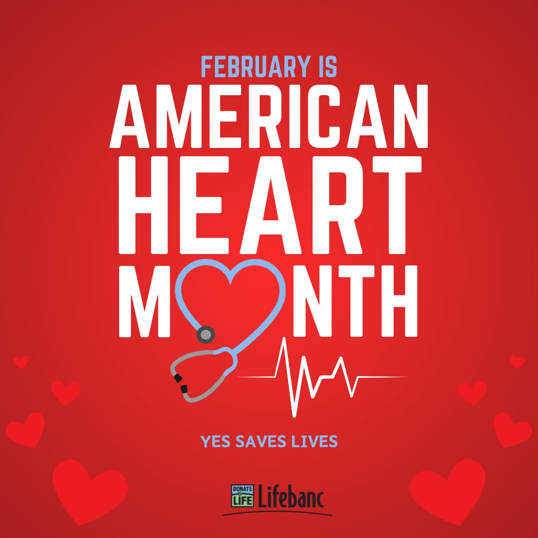 ❤️ February is American Heart Month! ❤️ More than 4,000 people in the U.S. are waiting for a donor heart. Register your decision to be an organ, eye and tissue donor, and learn more about heart donation and transplantation: lifebanc.org/get-involved/r…
