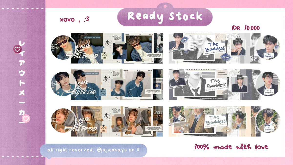 Help RT iaa gais, timakacii 💗

Dalam rangka 2.2 aku ada promo Buy 1 Get 1 untuk layout Ready Stock dibawah ini. Aku juga menerima by request ya semua katalog dengan promo yang sama ^____^

💌ketentuan : untuk free layoutnya harga terendah atau setara hargax

#zonauang #zonajajan