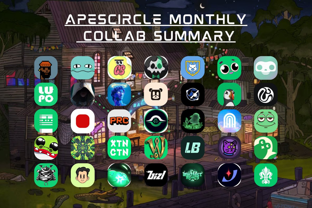 ApesCircle (@apescircle) on Twitter photo ApesCircle January Collab Summary🔥
Get ready for February’s highlights!
First row:
- <a href="/punk3700/">3700</a>
- <a href="/fchainxyz/">F Ecosystem</a>
- @CannaSapiensNFT
- <a href="/Abstract_Ghosts/">Ghosts</a>
- <a href="/bearcage_xyz/">BearCage 🐻⛓️</a>
- <a href="/AbstraUniverse/">Abstra</a>
- <a href="/PlushApes/">PlushApes 🐒</a>
Second Row:
- <a href="/LupoABS/">LUPO</a>
- <a href="/immortalrising2/">Immortal Rising 2</a>
- <a href="/leocaillard/">leo Kay</a>
- <a href="/kabuxyz/">Kabu</a>
- <a href="/SpaceLabsxyz/">SPACE LABS</a> ApesCircle January Collab Summary🔥
Get ready for February’s highlights!
First row:
- <a href="/punk3700/">3700</a>
- <a href="/fchainxyz/">F Ecosystem</a>
- @CannaSapiensNFT
- <a href="/Abstract_Ghosts/">Ghosts</a>
- <a href="/bearcage_xyz/">BearCage 🐻⛓️</a>
- <a href="/AbstraUniverse/">Abstra</a>
- <a href="/PlushApes/">PlushApes 🐒</a>
Second Row:
- <a href="/LupoABS/">LUPO</a>
- <a href="/immortalrising2/">Immortal Rising 2</a>
- <a href="/leocaillard/">leo Kay</a>
- <a href="/kabuxyz/">Kabu</a>
- <a href="/SpaceLabsxyz/">SPACE LABS</a>