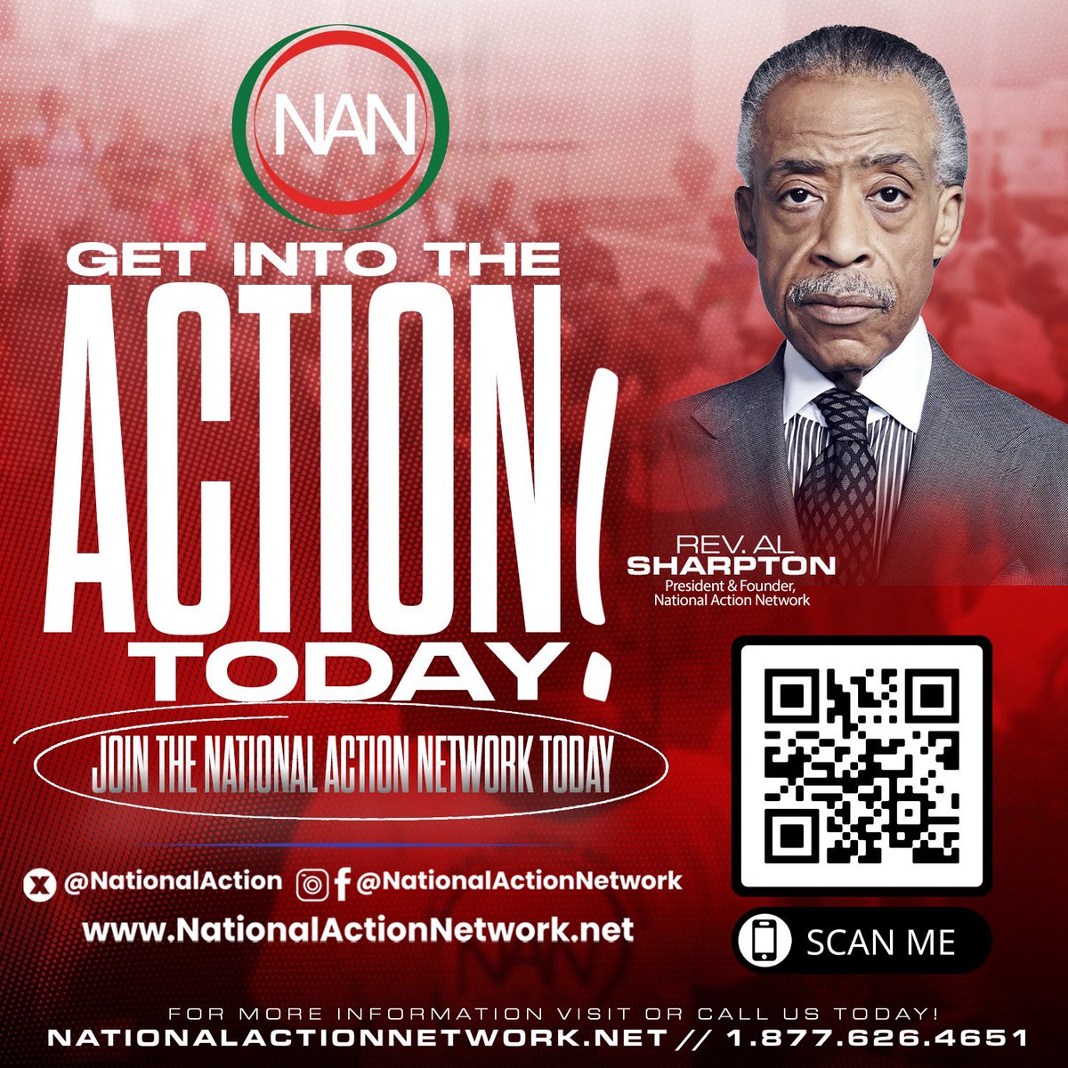 TheRevAl's tweet photo. 🗣 TODAY, @NationalActionNetwork (NAN) is broadcasting live nationwide!
Tune in to the #NANSaturdayActionRally at 9 AM ET on NAN’s YouTube and Facebook, and at 10 AM ET on @ImpactTVNetwork or @wbls1075nyc.
#getintotheaction https://t.co/FfbbOC2ikX