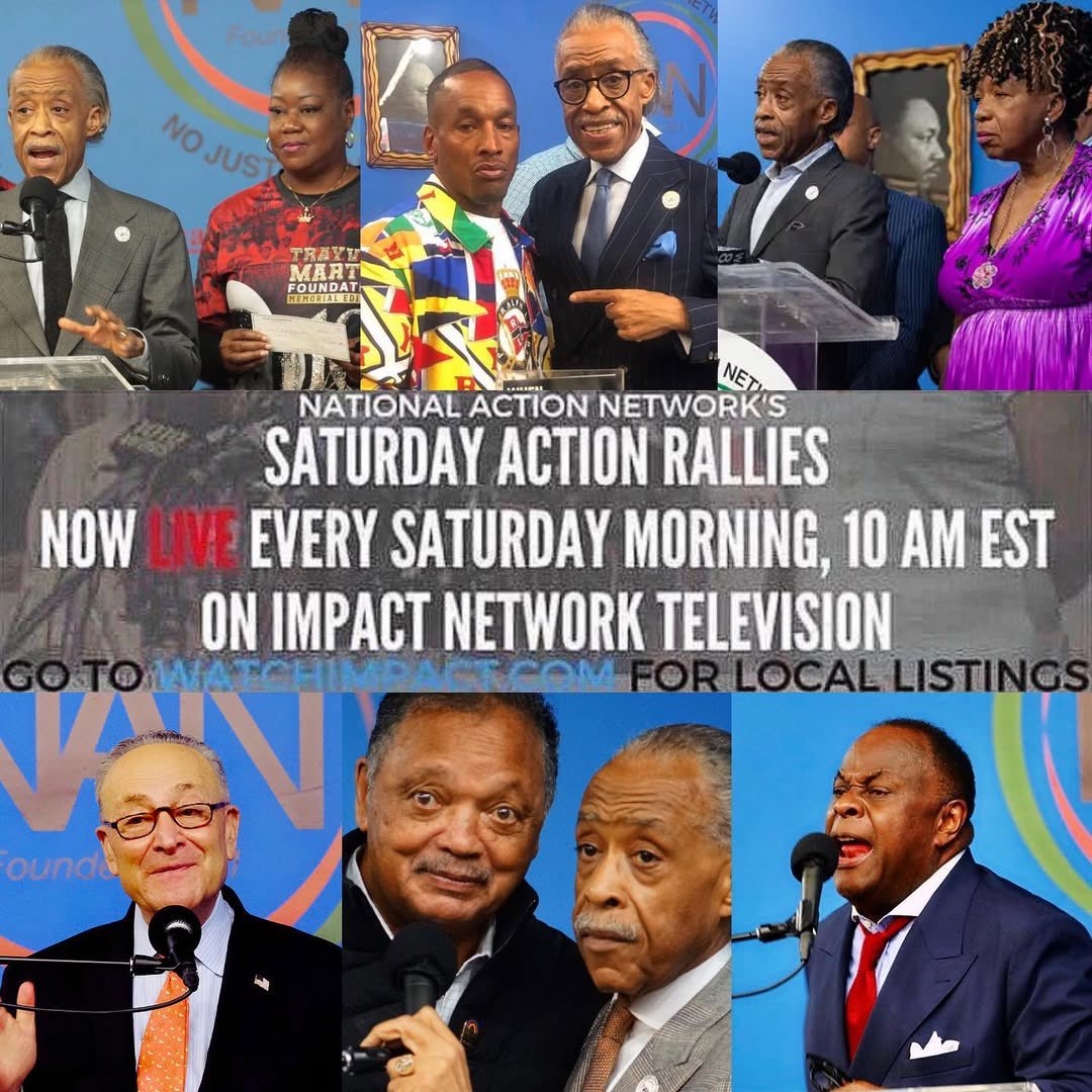 TheRevAl's tweet photo. 🗣 TODAY, @NationalActionNetwork (NAN) is broadcasting live nationwide!
Tune in to the #NANSaturdayActionRally at 9 AM ET on NAN’s YouTube and Facebook, and at 10 AM ET on @ImpactTVNetwork or @wbls1075nyc.
#getintotheaction https://t.co/FfbbOC2ikX