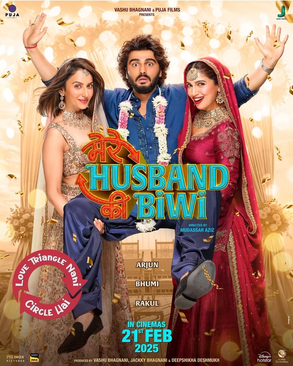 HitssEntertain's tweet photo. Get ready for the biggest madness of the year as #merehusbandkibiwi 🎬 movie trailer out now! 

Follow @HitssEntertain

#arjunkapoor #bhumipednekar #bollywood #rakulpreetsingh #vasubhagnani #movie #love #hitssentertainment #boxoffice https://t.co/NJBldRqDU1