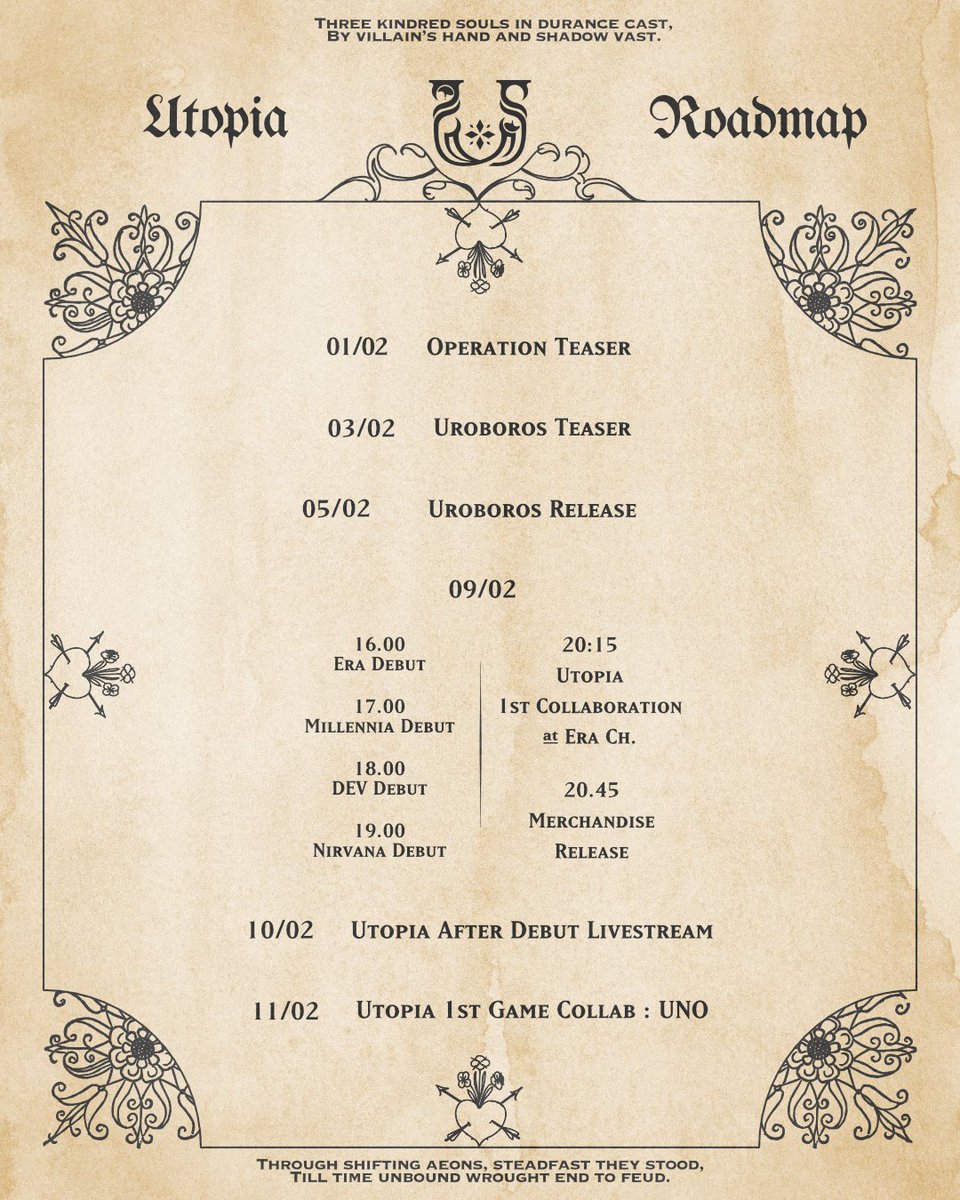 ARP_Vtuber's tweet image. 『 Utopia Debut 』ROADMAP

Welcome to their Unending Utopia
ปักวันไว้ได้เลย ! มารอต้อนรับสาว ๆ ที่ติดอยู่ในวังวนวัฏจักรอันไร้ที่สิ้นสุดได้เลยตามวันที่นี้ !

#EraARP #MillenARP #DEVARP #NirvanaARP #UtopiaARP #ARProject #VtuberTH