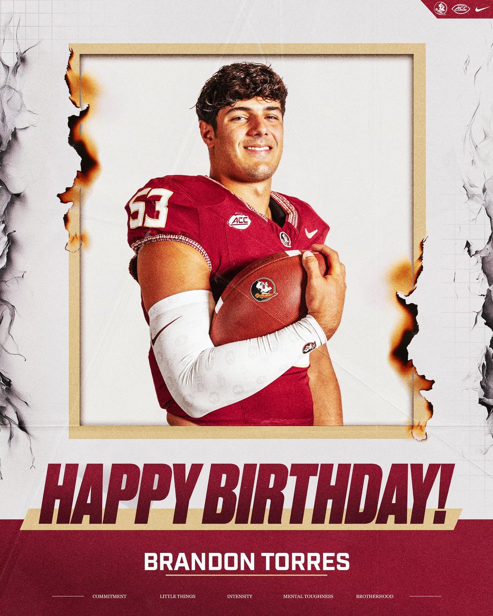 FSUFootball's tweet photo. Happy birthday, Brandon!

@brandonjtorres 

#NoleFamily https://t.co/SSrWIQrJ5W