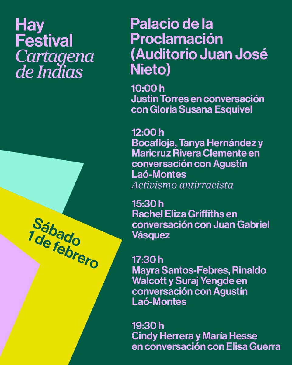 Hay Festival Esp (@hayfestival_esp) on Twitter photo ⏰ Y las conversaciones desde el Palacio de la Proclamación con:
#JustinTorres, <a href="/Bocaquilombo/">Bocafloja</a>, <a href="/ProfessorTKH/">Professor Tanya Kateri Hernandez</a>, <a href="/racheleliza_g/">Rachel Eliza Griffiths</a>, <a href="/Cherrera_cita/">Cindy Herrera</a> y #MaríaHesse.
Boletas a la venta aquí: hayfestival.com/cartagena/bole… ⏰ Y las conversaciones desde el Palacio de la Proclamación con:
#JustinTorres, <a href="/Bocaquilombo/">Bocafloja</a>, <a href="/ProfessorTKH/">Professor Tanya Kateri Hernandez</a>, <a href="/racheleliza_g/">Rachel Eliza Griffiths</a>, <a href="/Cherrera_cita/">Cindy Herrera</a> y #MaríaHesse.
Boletas a la venta aquí: hayfestival.com/cartagena/bole…