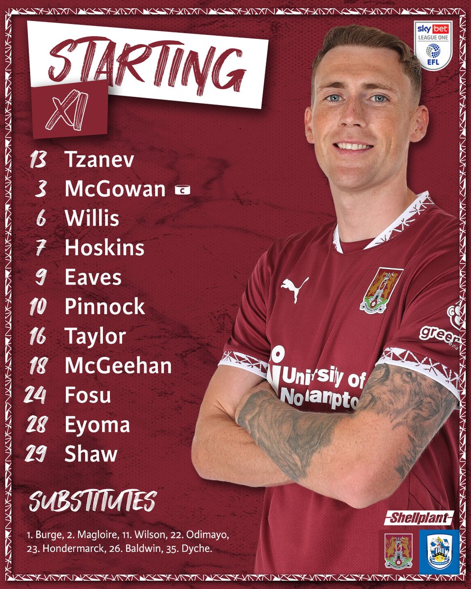 📋 CONFIRMED: Huddersfield Town (H) 👊 

Tariqe Fosu, Tom Eaves and Jordan Willis start as we make three changes from Tuesday. 🔀

Team news in association with <a href="/SHELLPLANT1/">SHELLPLANT</a> 🤝 

#ShoeArmy 👞