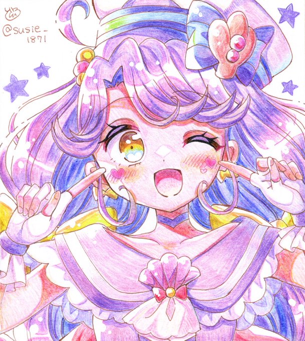 キュアコーラル💜
#precure
#アナログイラスト 