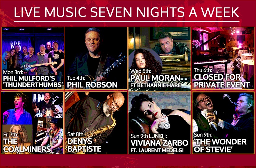 The 606 Club (@606club) on Twitter photo What's on @ the Club 3-9 February 🎶
Mon <a href="/Bass1Phil/">Phil Mulford</a> 'Thunderthumbs'
Tue: Phil Robson
Wed: Paul Moran ft <a href="/bethanniehare/">Bethannie Hare</a>
Thu: Private #party
Fri: Coalminers
Sat <a href="/DenysBaptiste/">Denys Baptiste</a>
Sun #lunch: <a href="/vivzartist/">VivianaZarbo</a>
Sun: <a href="/Wonder_ofStevie/">The Wonder of Stevie</a> <a href="/McCallaMusic/">NoelMcCallaMusic</a> <a href="/DerekNashSax/">Derek Nash</a>
606club.co.uk/events/ What's on @ the Club 3-9 February 🎶
Mon <a href="/Bass1Phil/">Phil Mulford</a> 'Thunderthumbs'
Tue: Phil Robson
Wed: Paul Moran ft <a href="/bethanniehare/">Bethannie Hare</a>
Thu: Private #party
Fri: Coalminers
Sat <a href="/DenysBaptiste/">Denys Baptiste</a>
Sun #lunch: <a href="/vivzartist/">VivianaZarbo</a>
Sun: <a href="/Wonder_ofStevie/">The Wonder of Stevie</a> <a href="/McCallaMusic/">NoelMcCallaMusic</a> <a href="/DerekNashSax/">Derek Nash</a>
606club.co.uk/events/