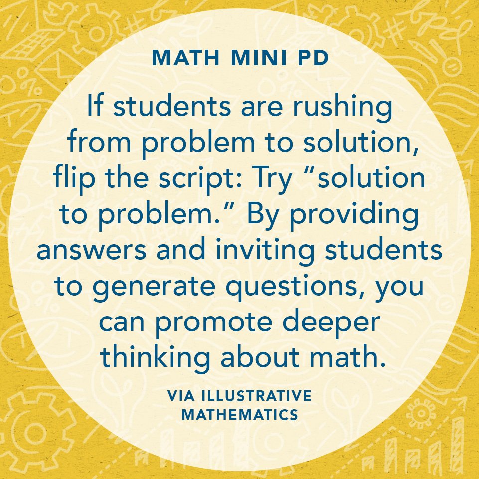 Here's how <a href="/IllustrateMath/">Illustrative Mathematics</a> suggests promoting deeper thinking in math class: